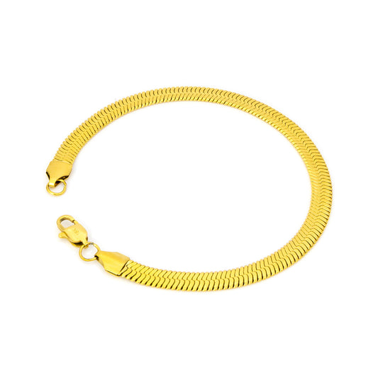Pulsera Egipcia de oro laminado 18K completa, tejido plano de 6 mm