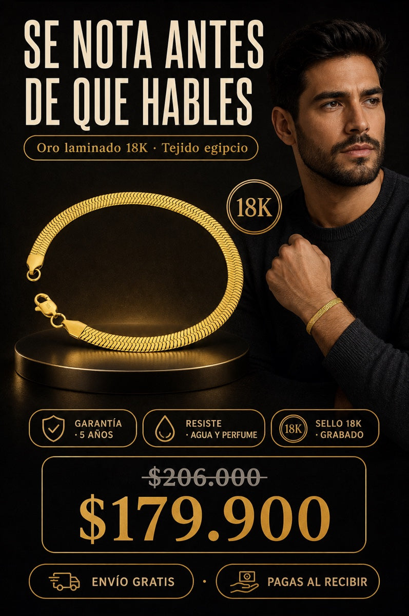 Pulsera Egipcia en oro laminado 18K — garantía 5 años, envío gratis, pago contra entrega